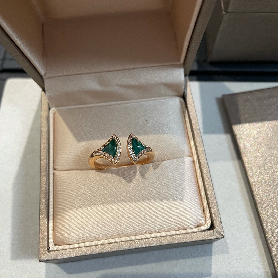 [Ornora Jewelry]DREAM MALACHITE DIAMOND OPEN RING