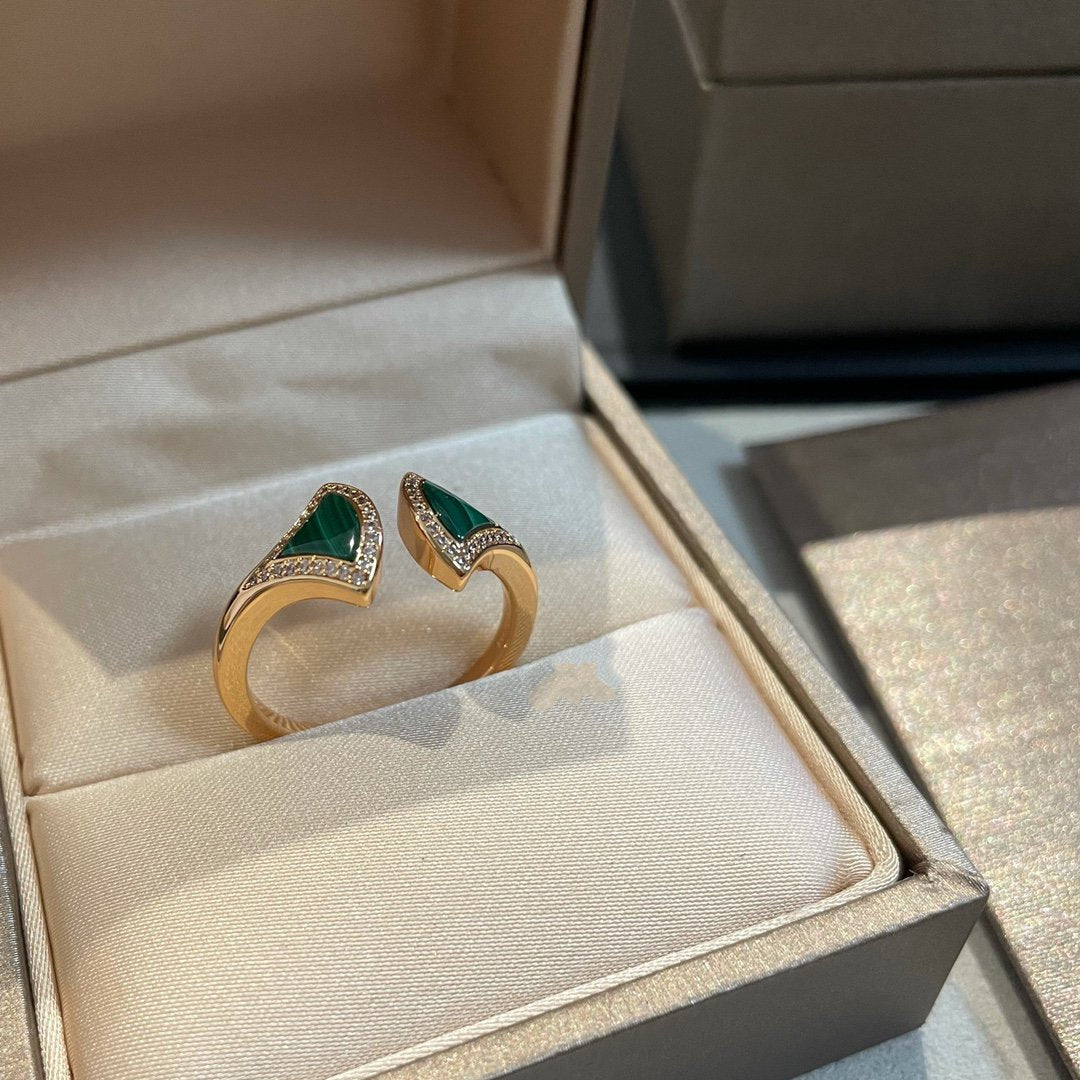 [Ornora Jewelry]DREAM MALACHITE DIAMOND OPEN RING