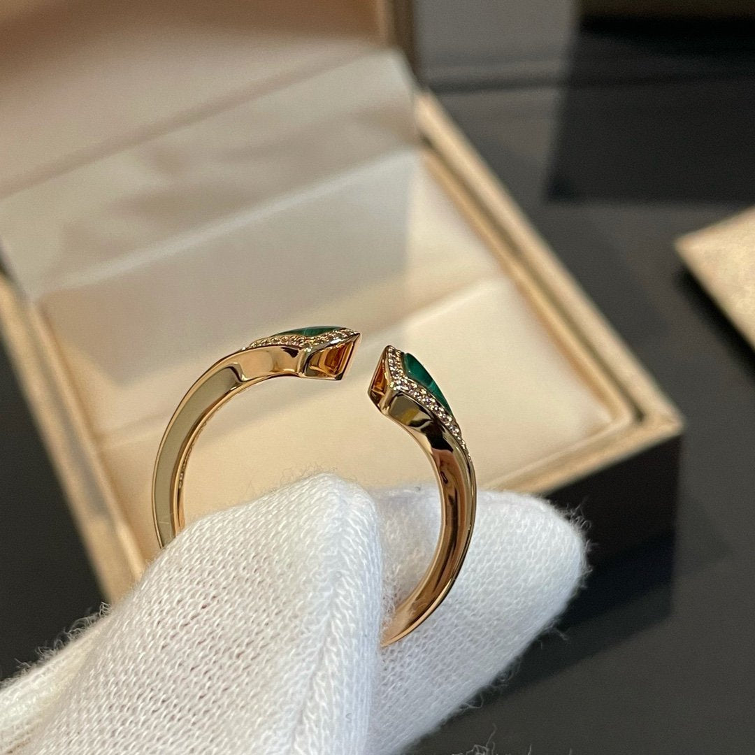 [Ornora Jewelry]DREAM MALACHITE DIAMOND OPEN RING