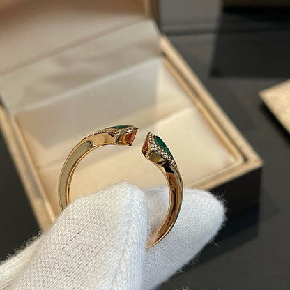 [Ornora Jewelry]DREAM MALACHITE DIAMOND OPEN RING