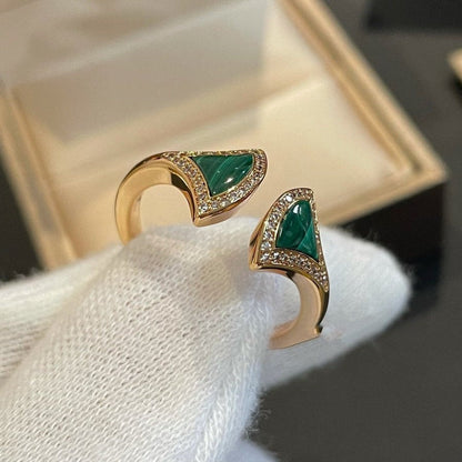 [Ornora Jewelry]DREAM MALACHITE DIAMOND OPEN RING