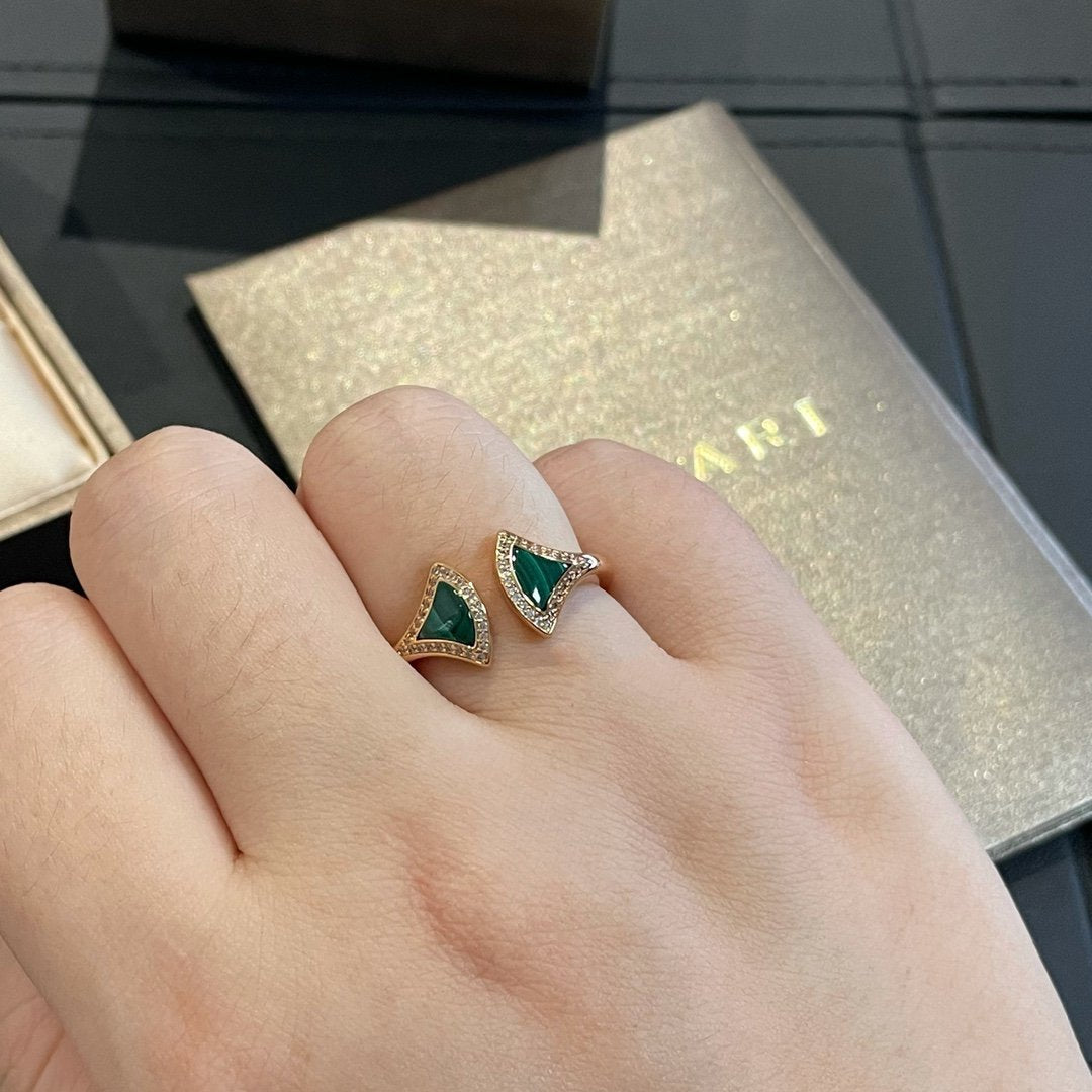 [Ornora Jewelry]DREAM MALACHITE DIAMOND OPEN RING