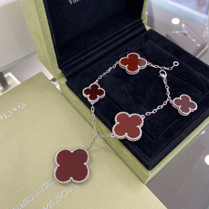 [Ornora Jewelry]CLOVER 5 MOTIFS SIVLER CARNELIAN BRACELET