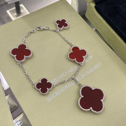 [Ornora Jewelry]CLOVER 5 MOTIFS SIVLER CARNELIAN BRACELET