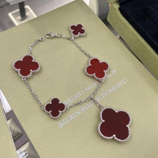 [Ornora Jewelry]CLOVER 5 MOTIFS SIVLER CARNELIAN BRACELET