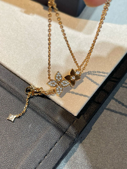 [Ornora Jewelry]STAR BLOSSOM NECKLACE PINK GOLD DIAMONDS