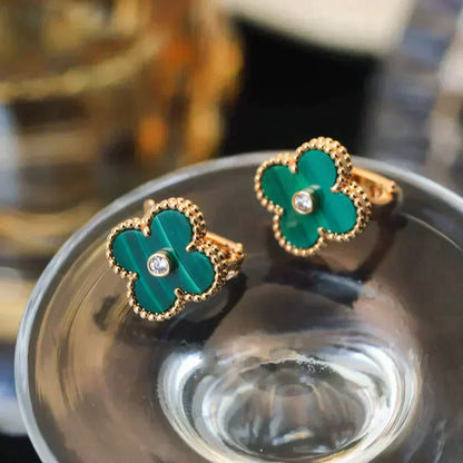 [Ornora Jewelry]CLOVER MEDIUM 1 MOTIFS MALACHITE DIAMOND EARRINGS