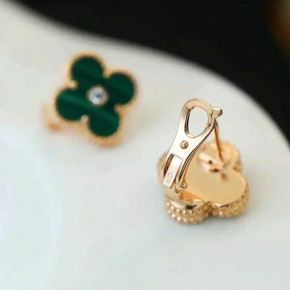 [Ornora Jewelry]CLOVER MEDIUM 1 MOTIFS MALACHITE DIAMOND EARRINGS