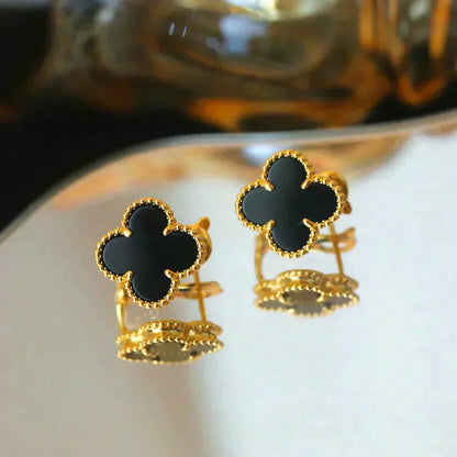 [Ornora Jewelry]CLOVER MEDIUM 1 MOTIFS  ONYX STUD EARRINGS