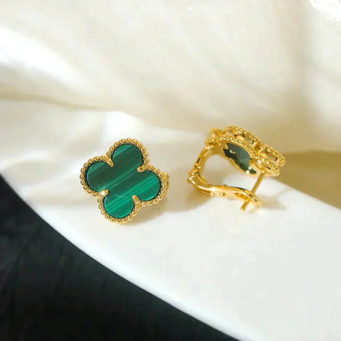 [Ornora Jewelry]CLOVER MEDIUM 1 MOTIFS MALACHITE  EARRINGS