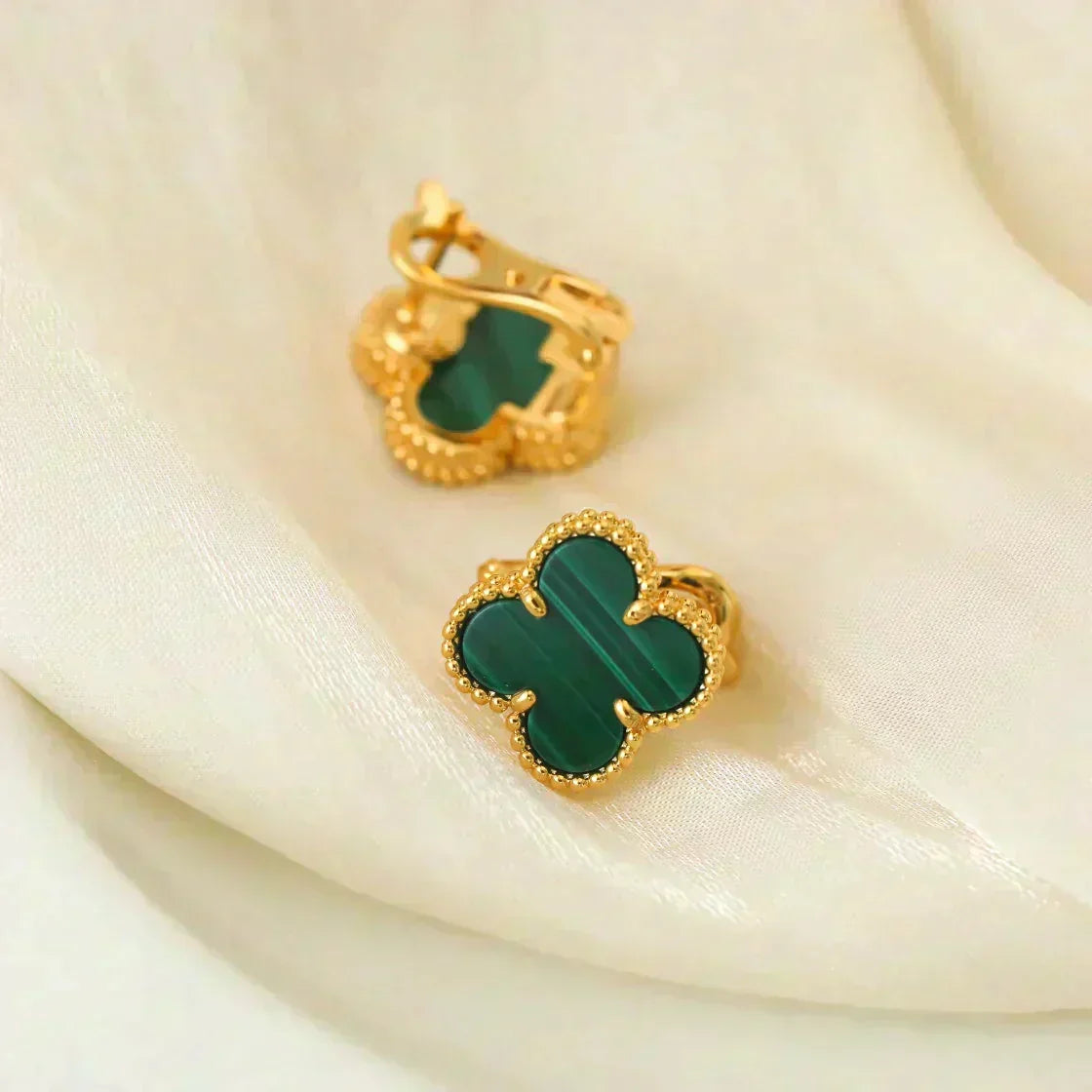 [Ornora Jewelry]CLOVER MEDIUM 1 MOTIFS MALACHITE  EARRINGS