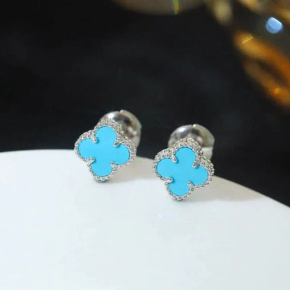 [Ornora Jewelry]CLOVER MINI 9.5MM ONYX STUD EARRINGS SILVER