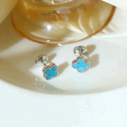 [Ornora Jewelry]CLOVER MINI 9.5MM ONYX STUD EARRINGS SILVER