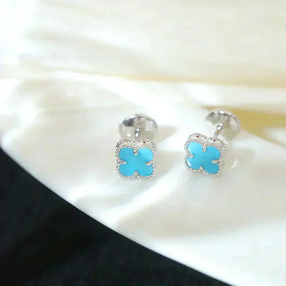 [Ornora Jewelry]CLOVER MINI 9.5MM ONYX STUD EARRINGS SILVER