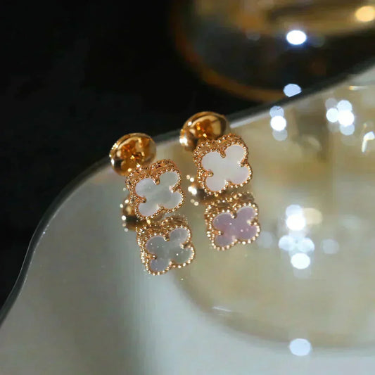 [Ornora Jewelry]CLOVER MINI 9.5MM WHITE MOP EARRINGS