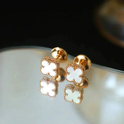 [Ornora Jewelry]CLOVER MINI 9.5MM WHITE MOP EARRINGS