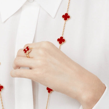 [Ornora Jewelry]CLOVER CARNELIAN RING ROSE GOLD DIAMOND