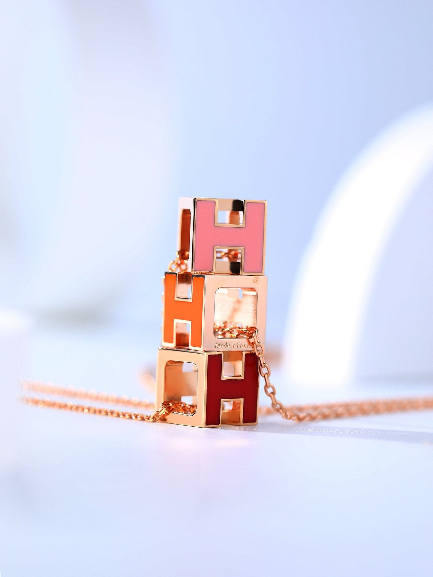 [Ornora Jewelry]H CAGE PINK GOLD NECKLACE