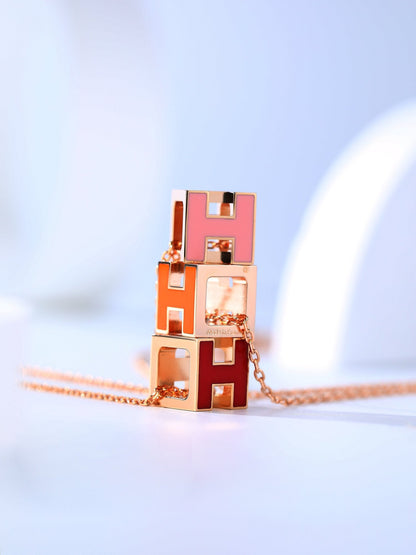 [Ornora Jewelry]H CAGE PINK GOLD NECKLACE