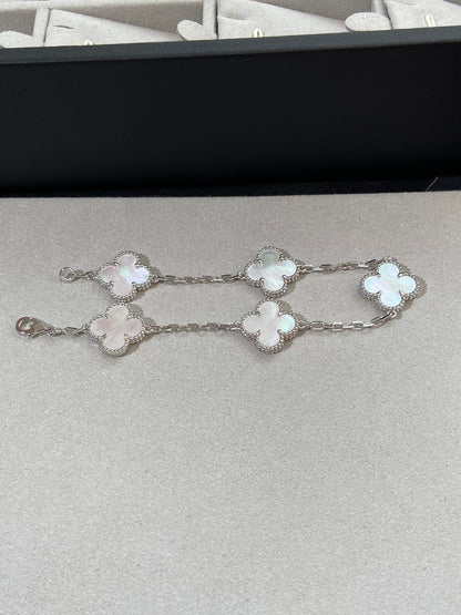 [Ornora Jewelry]CLOVER WHITE PEARL MOP 5 MOTIF BRACELET COLLECTION