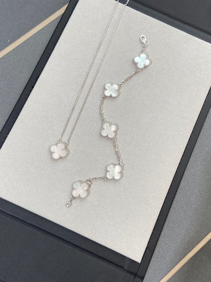 [Ornora Jewelry]CLOVER WHITE PEARL MOP 5 MOTIF BRACELET COLLECTION