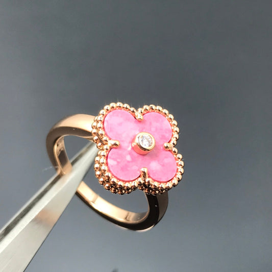 [Ornora Jewelry]CLOVER RHODONITE ROSE GOLD RING