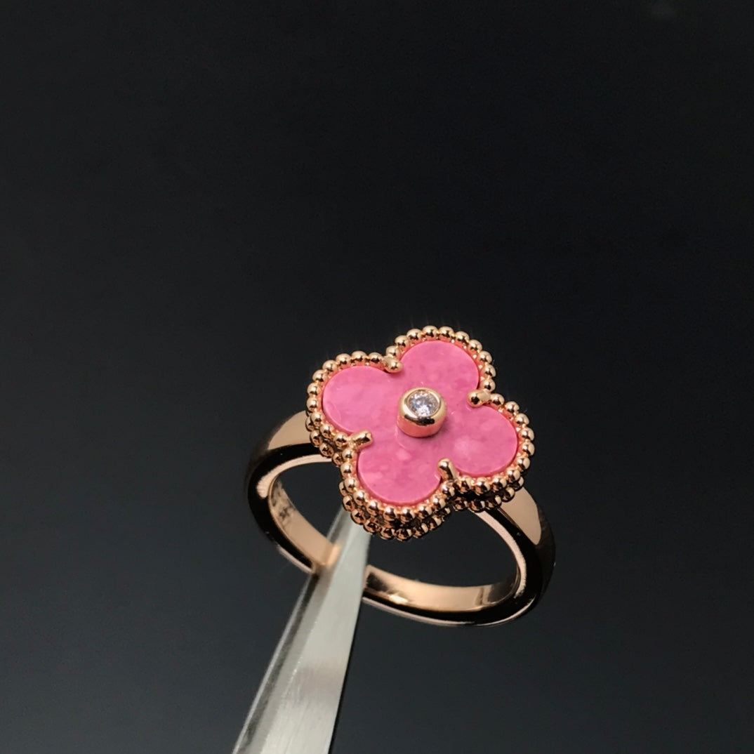 [Ornora Jewelry]CLOVER RHODONITE ROSE GOLD RING