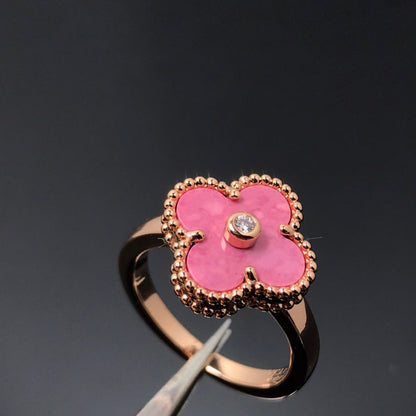 [Ornora Jewelry]CLOVER RHODONITE ROSE GOLD RING
