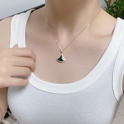[Ornora Jewelry]DREAM MALACHITE DIAMOND PAVED PINK GOLD NECKLACE
