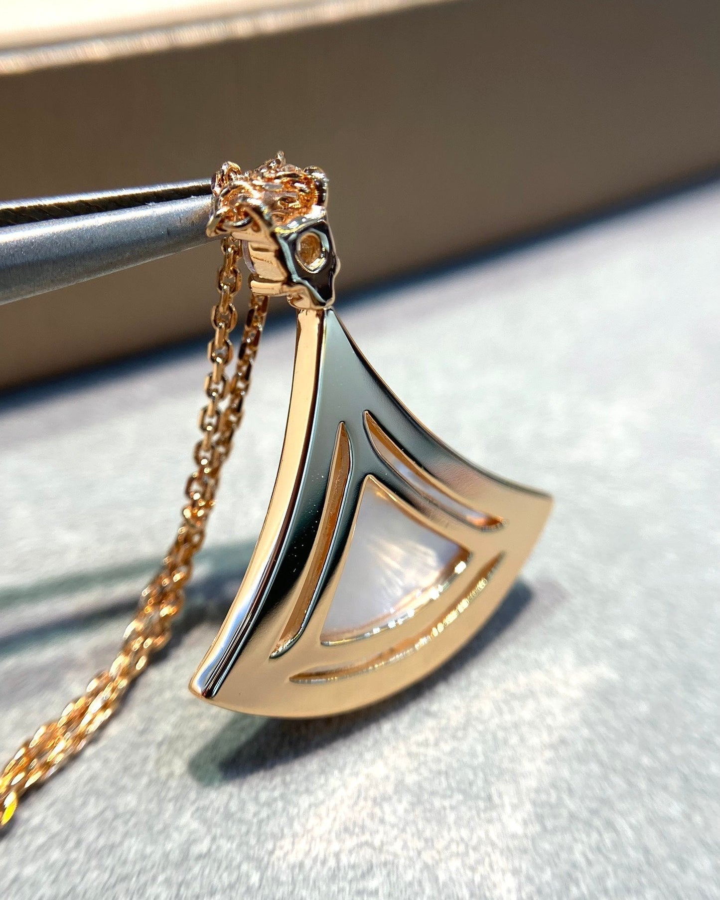 [Ornora Jewelry]DREAM MOP DIAMOND PAVED PINK GOLD NECKLACE