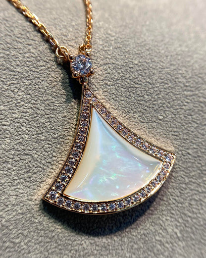 [Ornora Jewelry]DREAM MOP DIAMOND PAVED PINK GOLD NECKLACE