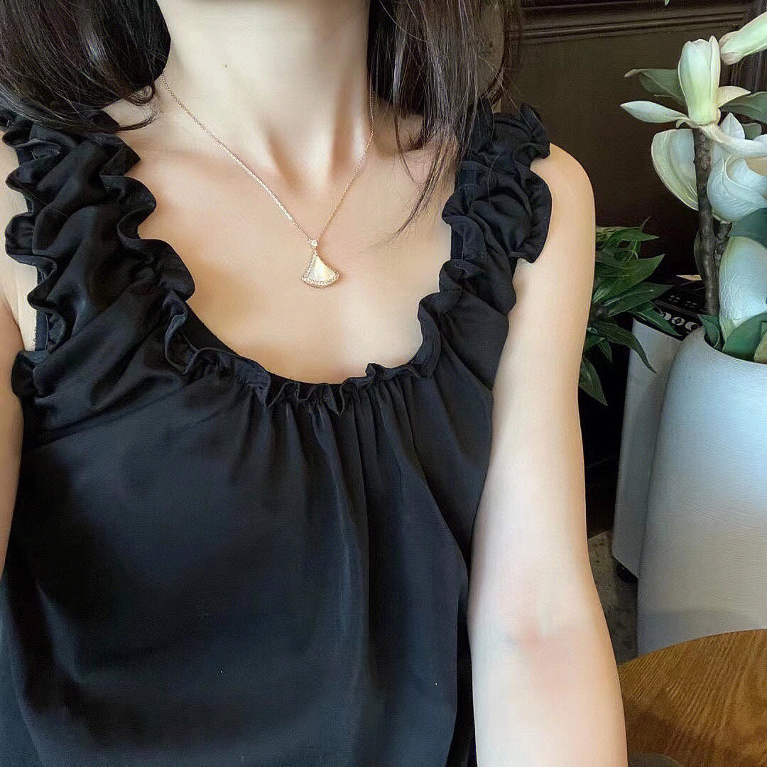 [Ornora Jewelry]DREAM MOP DIAMOND PAVED PINK GOLD NECKLACE