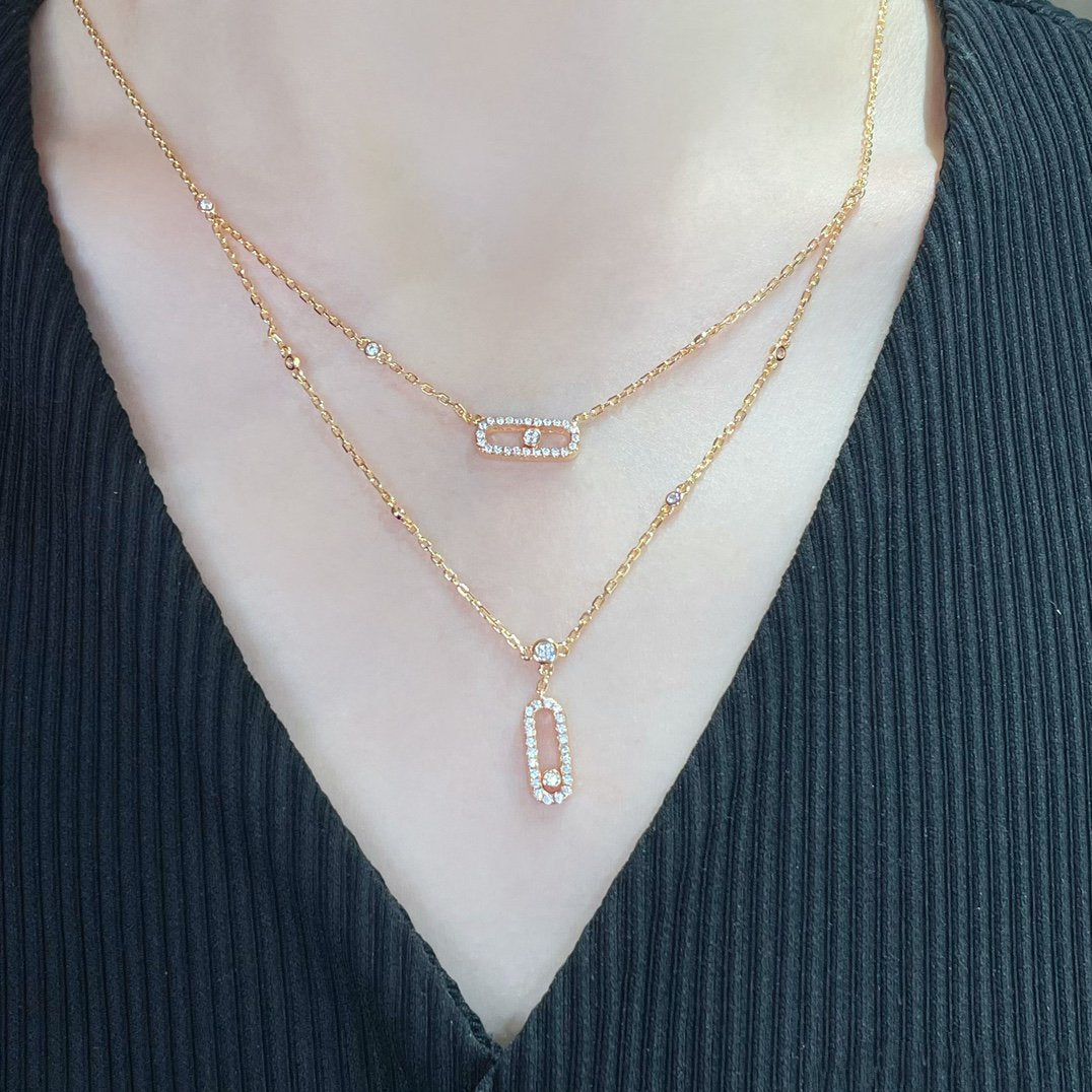 [Ornora Jewelry]MOVE 2 ROW DIAMOND NECKLACE