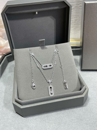 [Ornora Jewelry]MOVE 2 ROW DIAMOND NECKLACE