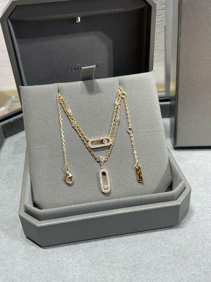 [Ornora Jewelry]MOVE 2 ROW DIAMOND NECKLACE