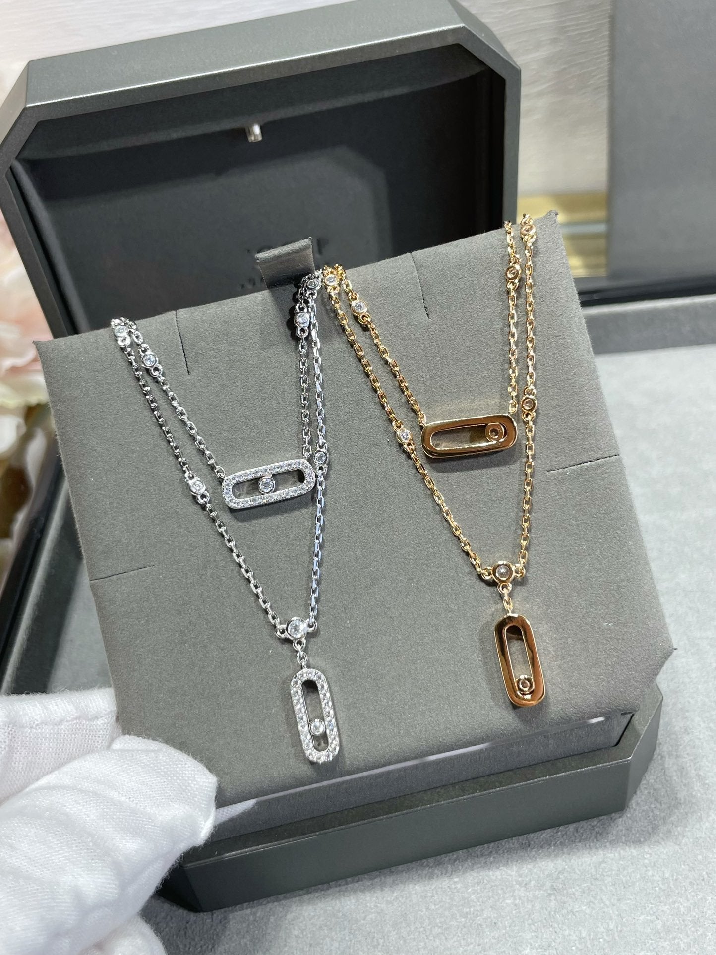 [Ornora Jewelry]MOVE 2 ROW DIAMOND NECKLACE
