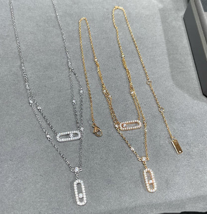[Ornora Jewelry]MOVE 2 ROW DIAMOND NECKLACE