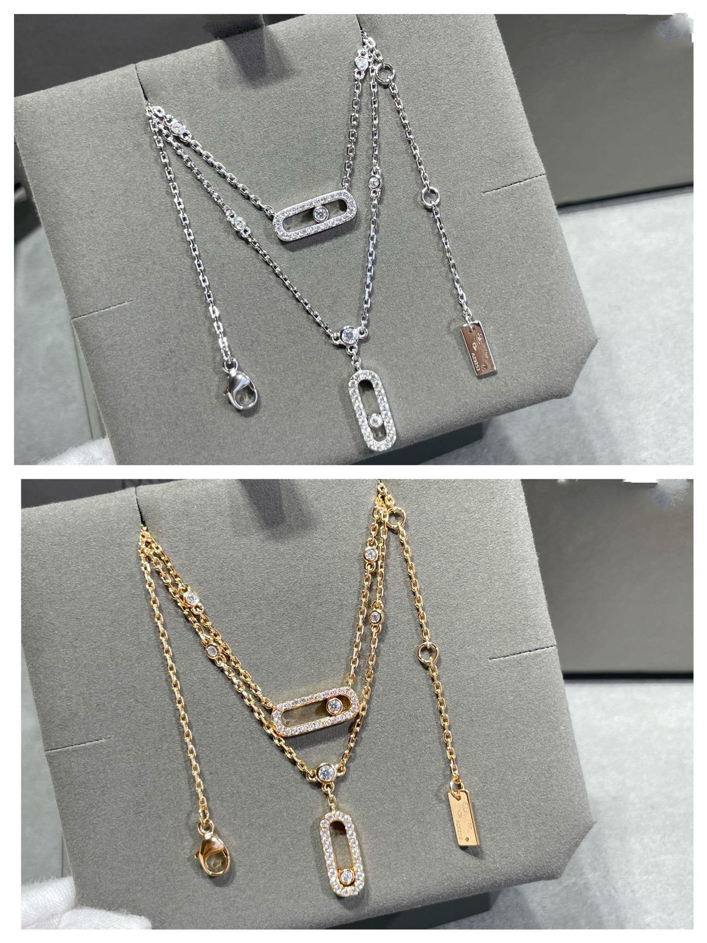 [Ornora Jewelry]MOVE 2 ROW DIAMOND NECKLACE