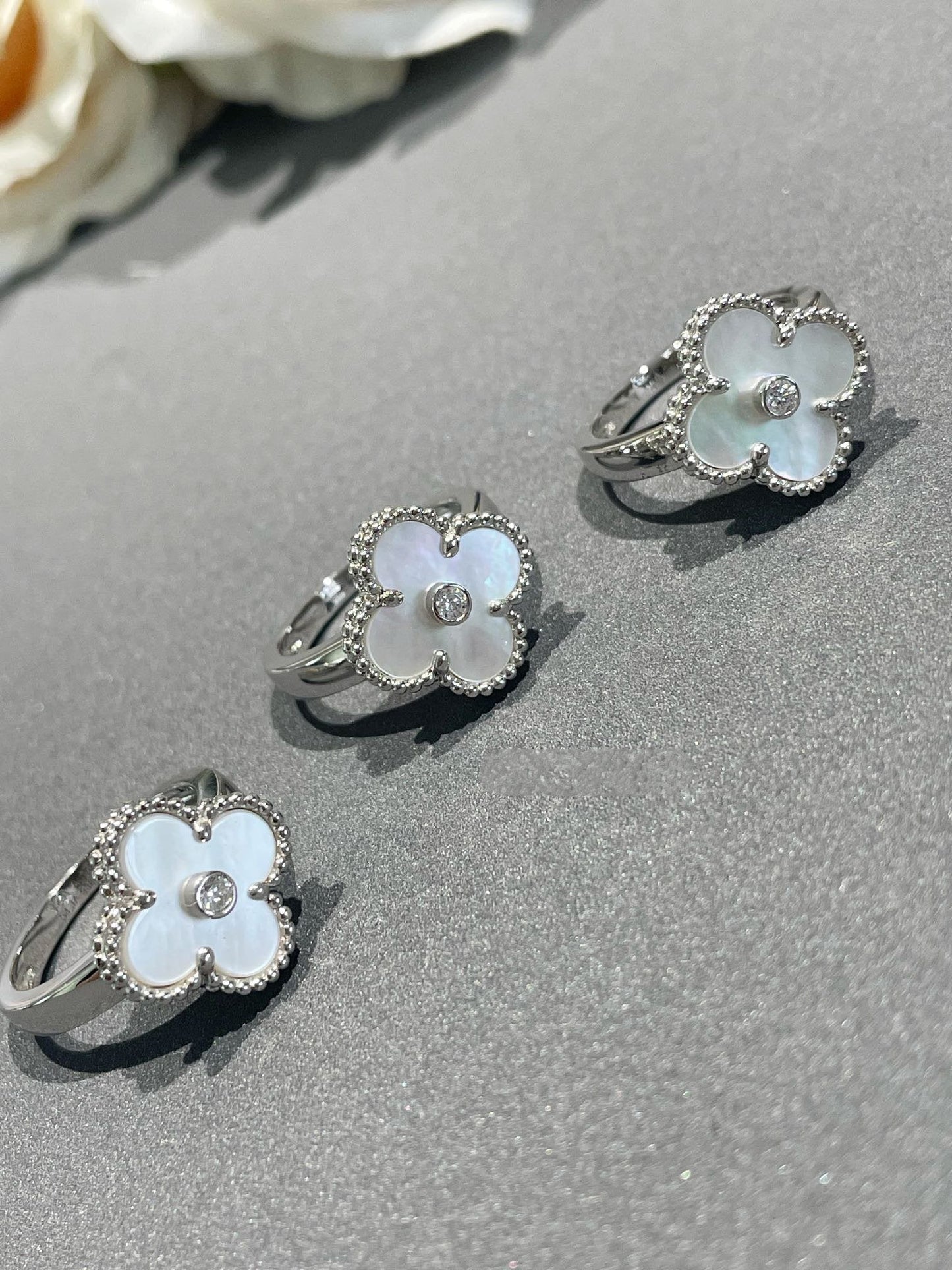 [Ornora Jewelry]CLOVER SILVER MOP DIAMOND RING