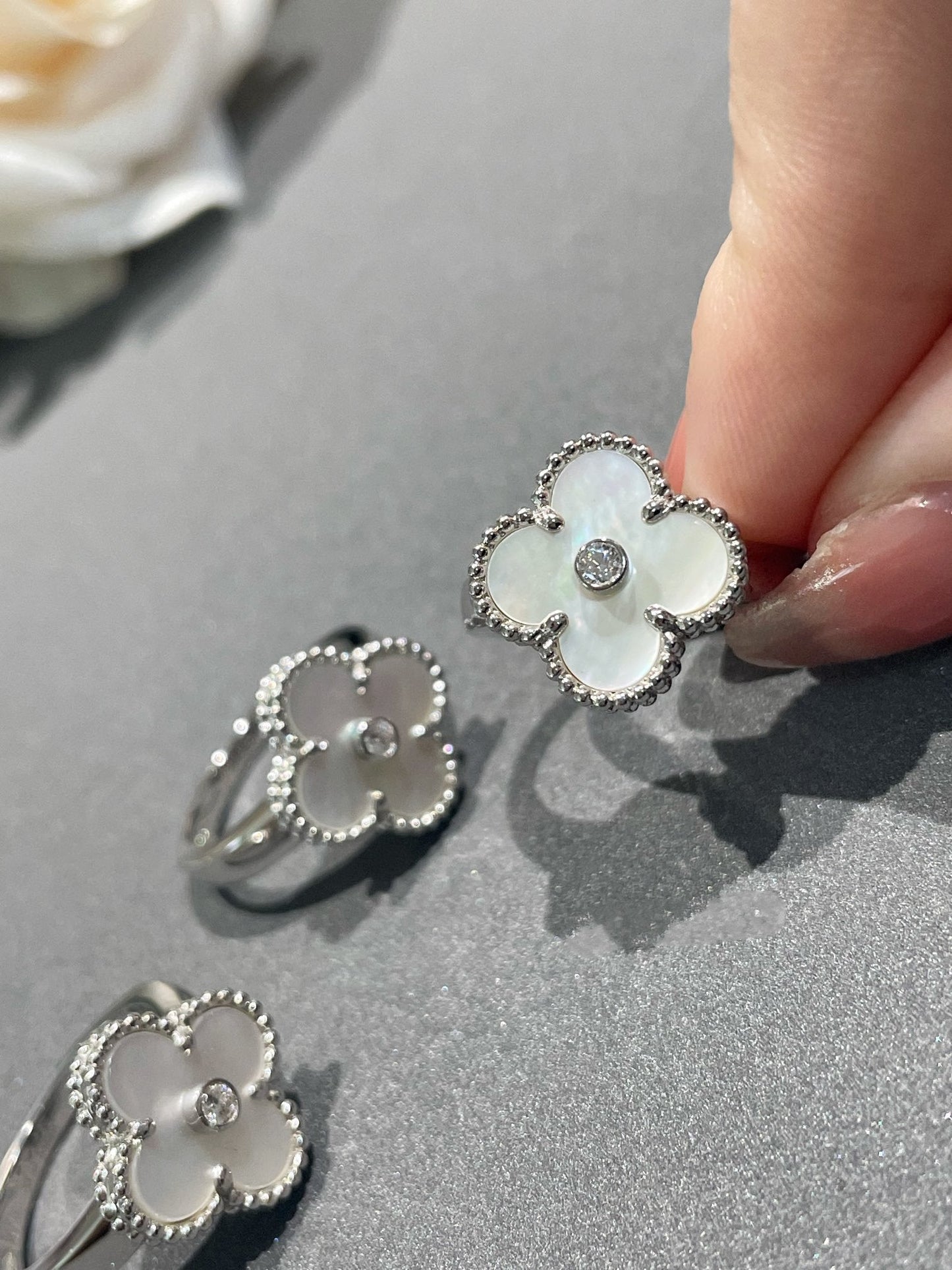 [Ornora Jewelry]CLOVER SILVER MOP DIAMOND RING