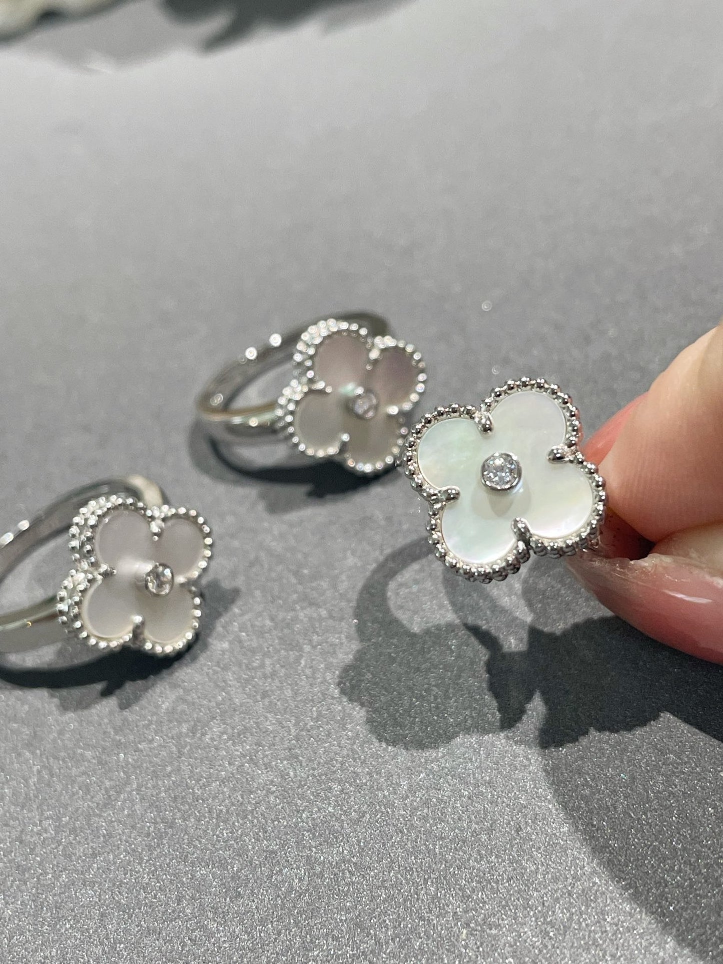 [Ornora Jewelry]CLOVER SILVER MOP DIAMOND RING