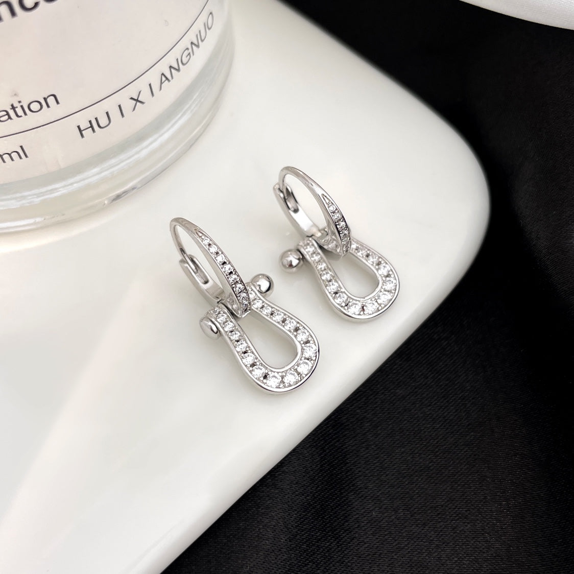 [Ornora Jewelry]FORCE 10 FULL DIAMOND DROP EARRINGS MEDIUM MODEL