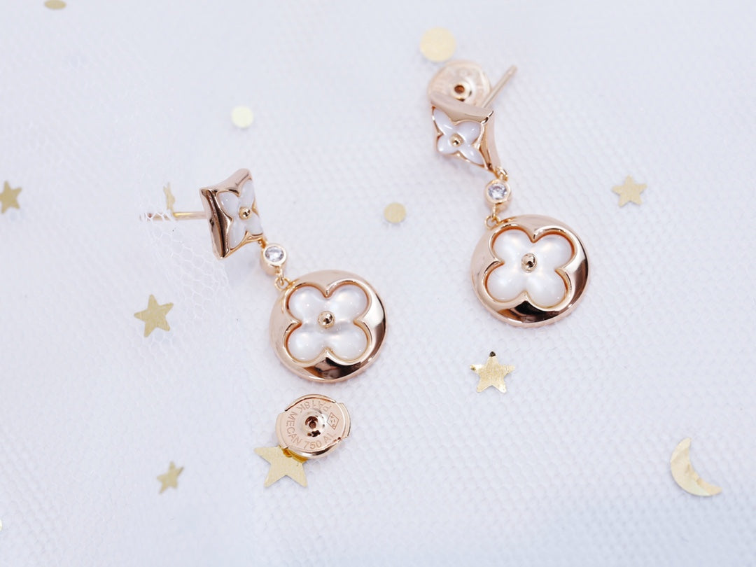 [Ornora Jewelry]STAR AND SUN PINK GOLD MOP DROP EARRINGS
