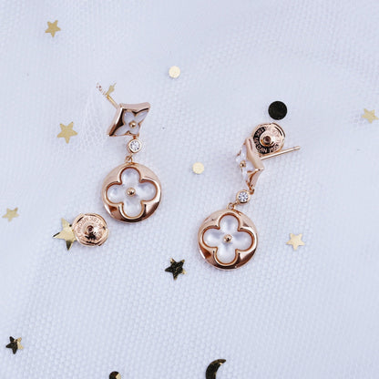 [Ornora Jewelry]STAR AND SUN PINK GOLD MOP DROP EARRINGS