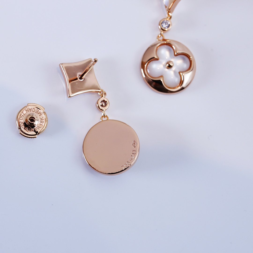 [Ornora Jewelry]STAR AND SUN PINK GOLD MOP DROP EARRINGS