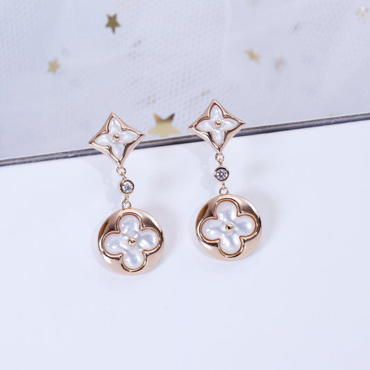 [Ornora Jewelry]STAR AND SUN PINK GOLD MOP DROP EARRINGS