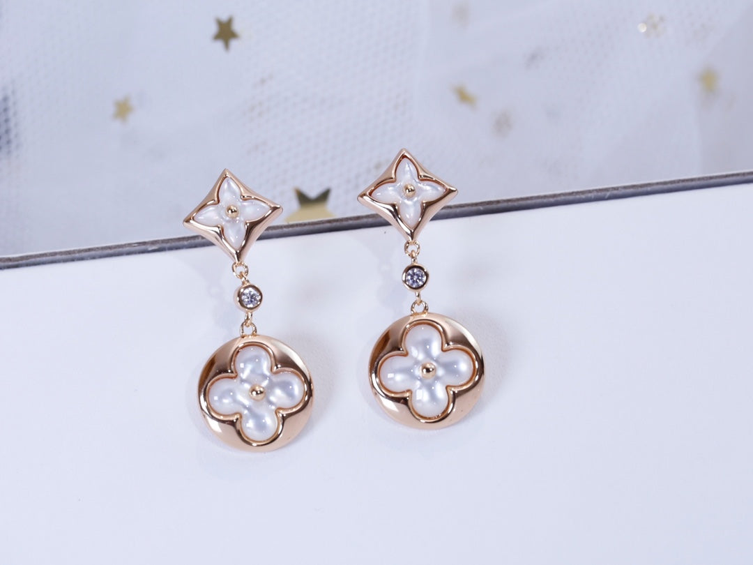 [Ornora Jewelry]STAR AND SUN PINK GOLD MOP DROP EARRINGS