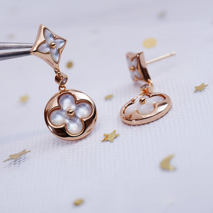 [Ornora Jewelry]STAR AND SUN PINK GOLD MOP DROP EARRINGS