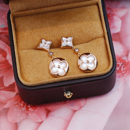 [Ornora Jewelry]STAR AND SUN PINK GOLD MOP DROP EARRINGS