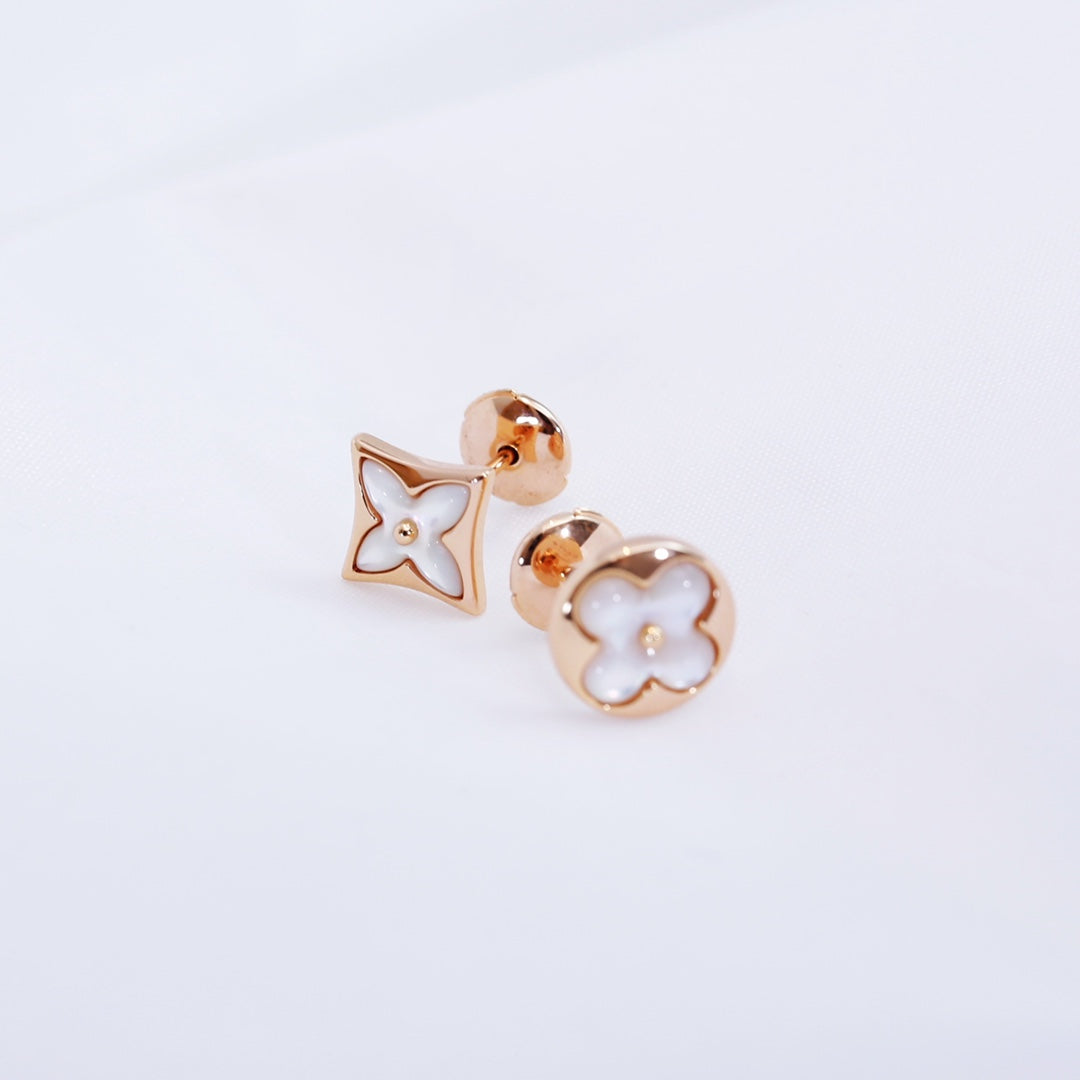 [Ornora Jewelry]STAR AND SUN PINK GOLD MOP STUD EARRINGS